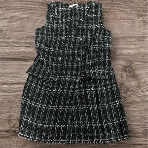 Sleeveless Black & White Tweed Shift Dress